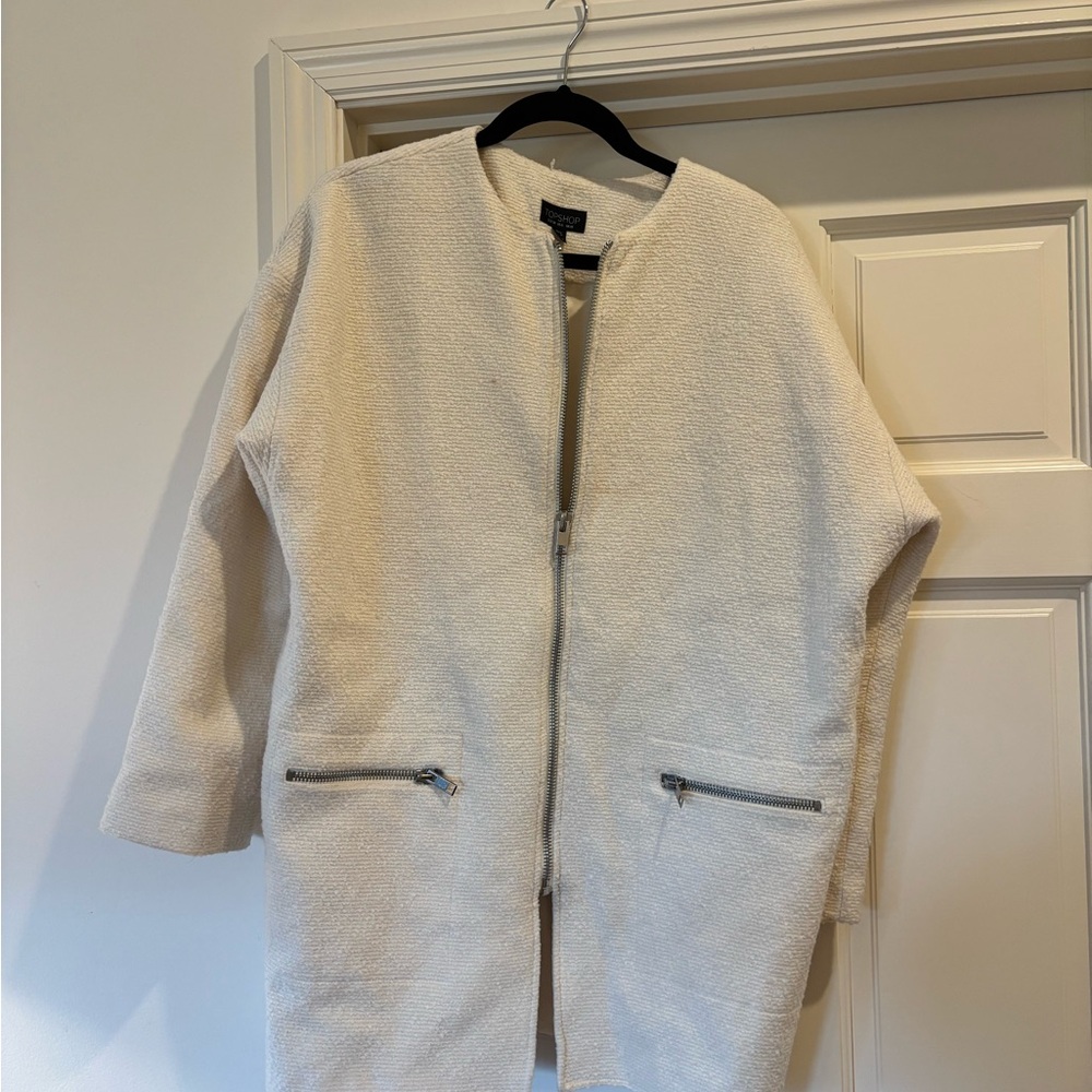 Topshop Cream Textured Jacket
